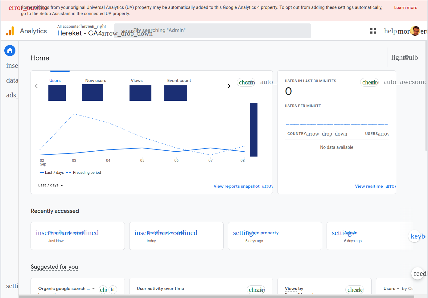 Analytics icons font not loaded
