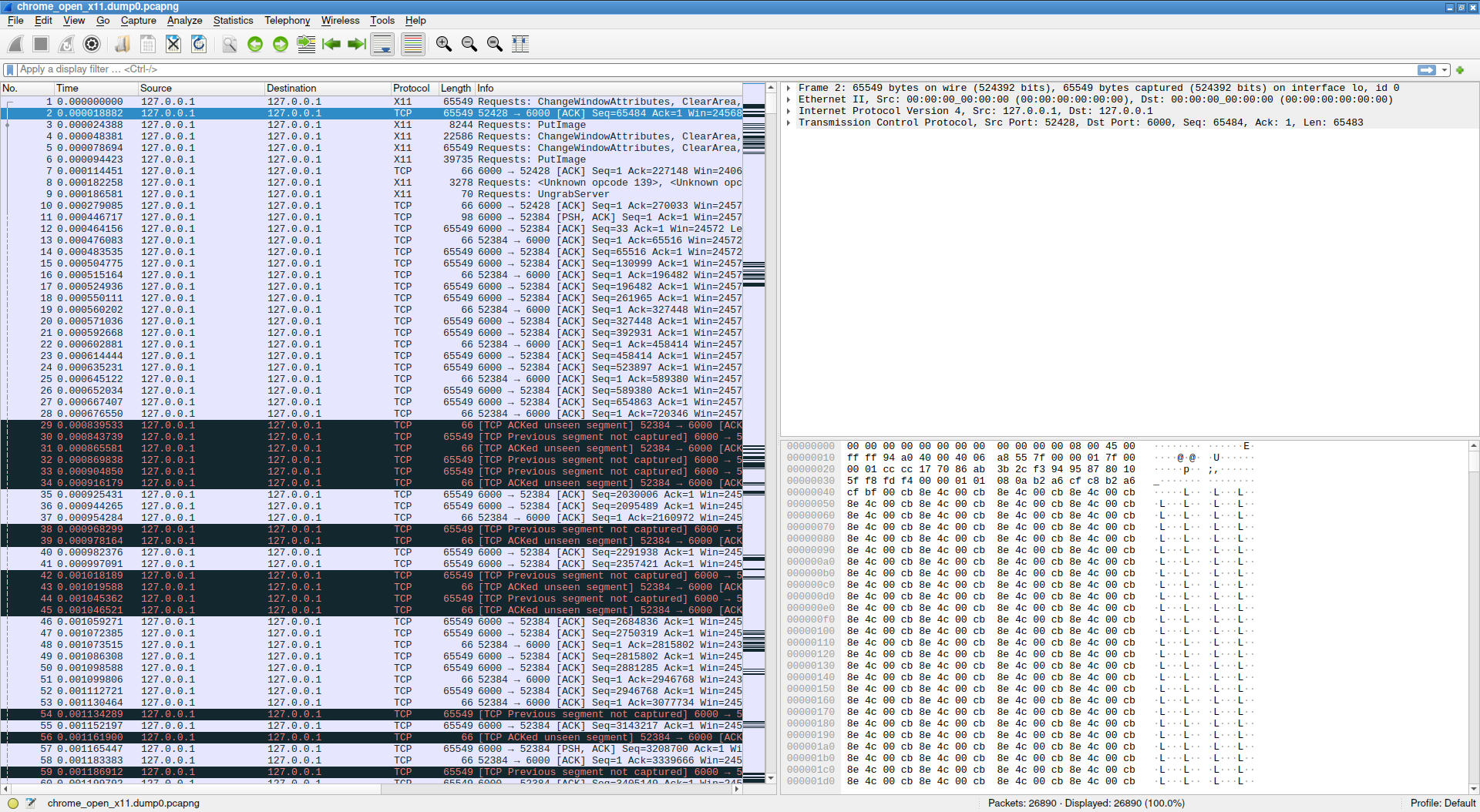 Wireshark session