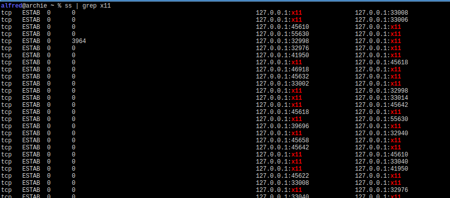 X11 TCP connectino list