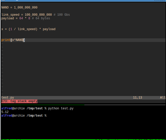 Vim and tmux as fancy calculator